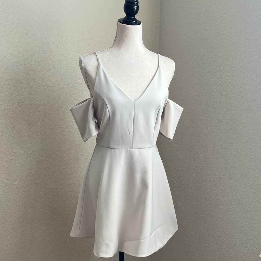 Lulus Ivory Cold Shoulder Mini Dress Medium
